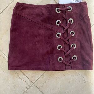 Parker Burgundy Suede Mini Skirt